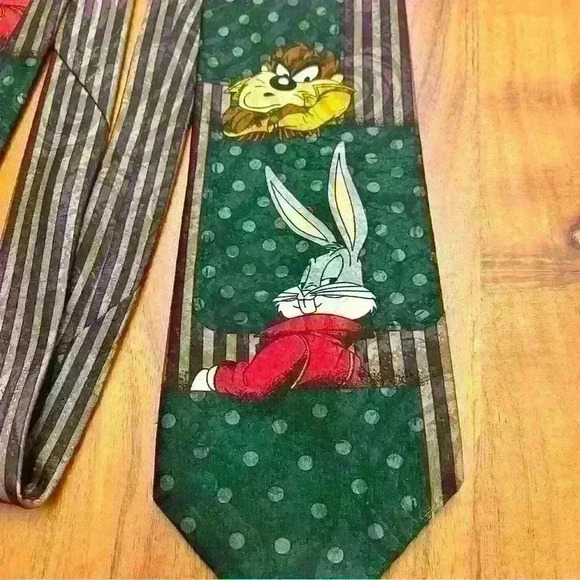 Vintage Looney  Tunes Cartoon Green Mens Tie. - Picture 3 of 10